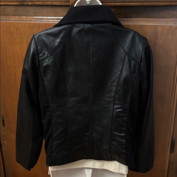 IMAN Black Leather Jacket with Gold Accents - Picture 7 of 16